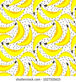 Fresh bananas background. Hand drawn overlapping backdrop. Colorful wallpaper vector. Seamless pattern with fruits collection. Decorative colored illustration, good for printing