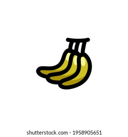 Fresh Bananas Fruit Color Outline Style Icon Logo Vector Illustration.
