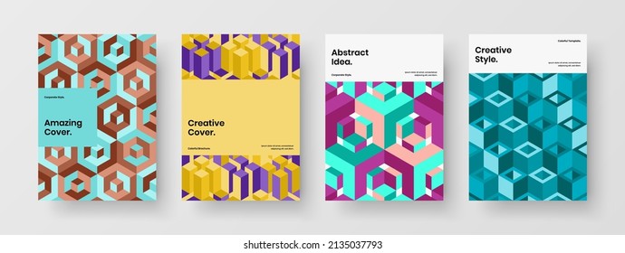 Nuevo conjunto de ilustración vectorial de diseño de banner A4. Conjunto de diseño de página principal de formas geométricas luminosas.