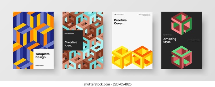 Fresh banner A4 design vector concept set. Isolated geometric shapes handbill illustration bundle.
