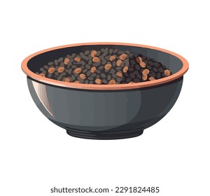 fresh beans coffee in a bowl icon isolated