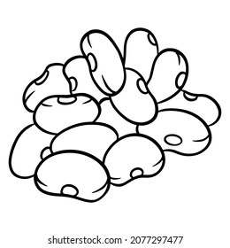 Fresh beans. Red grain beans. Ingredient for dishes. Line style. Vector illustration for design and decoration.