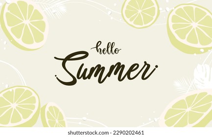 Fresh beautiful Lemon summer banner design background pattern. horizontal poster, greeting card, header for website.