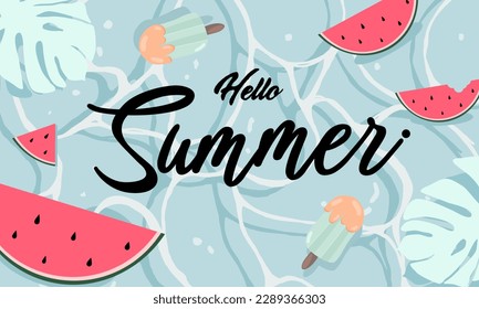 Fresh beautiful water summer banner design background pattern. horizontal poster, greeting card, header for website.