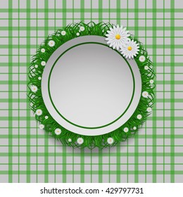 Fresh beauty circle spring background with grass and flowers vector eps 10 vector
