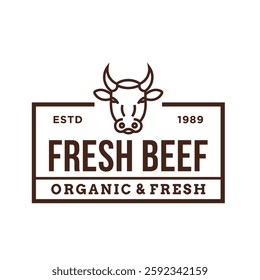 "Fresh Beef Cow Meat Company Logo Vector Illustration" featuring a modern, professional design tailored for the beef and meat industry. Perfect for branding, marketing, and agricultural businesses.