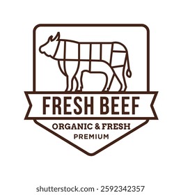 "Fresh Beef Cow Meat Company Logo Vector Illustration" featuring a modern, professional design tailored for the beef and meat industry. Perfect for branding, marketing, and agricultural businesses.