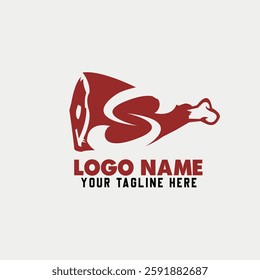 fresh beef logo design with the letter S in it combined with red and a flat style