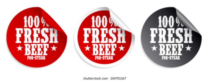 Fresh beef meat for steak stickers set
