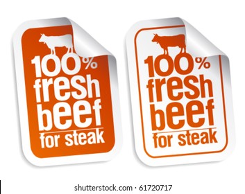 Fresh beef for steak stickers set