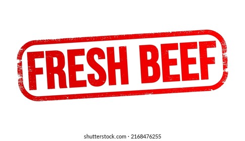 Textstempel für frisches Rindfleisch, Hintergrund des Lebensmittelkonzepts