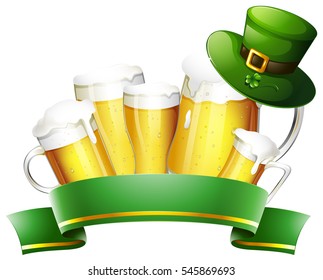 Fresh beer and green banner illustration