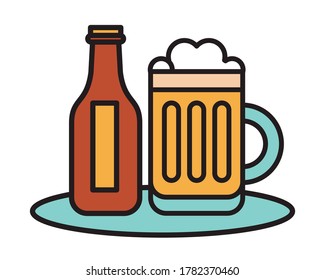 fresh beer jar with bottle vector illustration design