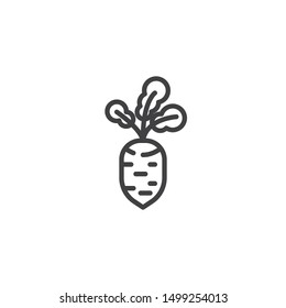 Fresh beet vegetable line icon. linear style sign for mobile concept and web design. Beetroot outline vector icon. Symbol, logo illustration. Vector graphics