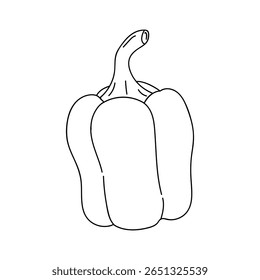 Fresh bell pepper illustration showcasing natural shape and texture in minimalist style on a white background