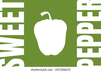 Fresh bell pepper silhouette. Vector paprika. Green sweet pepper. Outline isolated drawing
