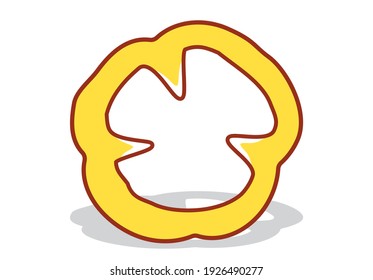 Pimienta fresca. Paprika vectorial. Pimienta dulce amarilla. Dibujo de esquema en fondo blanco
