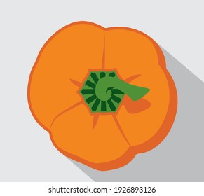 Frische Glockenpfeffer. Vektorpaprika. Orangefarbene Paprika. Flaches Design, Zeichnung auf hellem Hintergrund