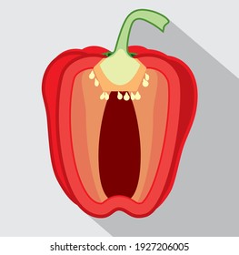 Fresh bell pepper. Vector paprika. Red sweet pepper. Flat design drawing on light background
