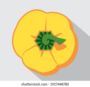 Fresh bell pepper. Vector paprika. Yellow sweet pepper. Flat design drawing on light background