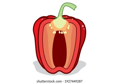 Pimienta fresca. Paprika vectorial. Pimienta dulce roja. Dibujo de esquema en fondo blanco