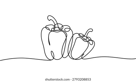 fresh bell peppers continuous one line drawing organic vegetables healthy food agriculture nutrition and farm produce vector illustration