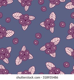 Fresh berries hand drawn background. Doodle wallpaper vector. Colorful seamless pattern with fruits icon. Decorative wallpaper, good for printing. Illustration with blueberries