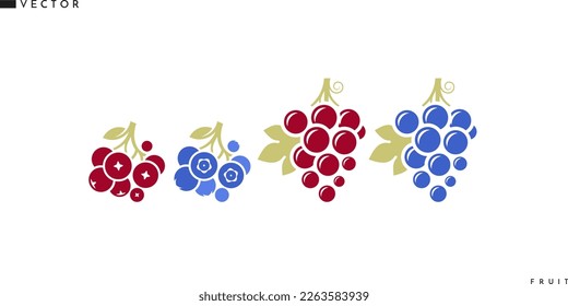 Fresh berries with leaves. Vector illustration EPS10. Isolated berries on white background