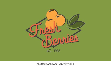 Fresh Berries Logo Design Concept in Retro Style