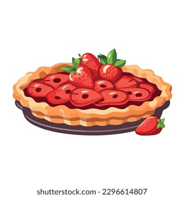 Fresh berry tart with chocolate and cream isolated