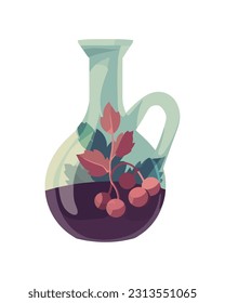 Fresh berry wine in organic jar decoration icon isolated