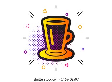 Fresh beverage sign. Halftone circles pattern. Cup of Tea icon. Latte or Coffee symbol. Classic flat teacup icon. Vector