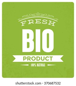 Fresh Bio Product Typographic Vector Design on Green Background