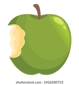 Fresh bite apple icon cartoon vector. Organic nutrition. Green ripe eco