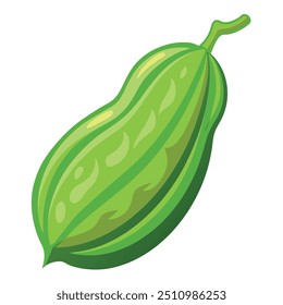 Fresh Bitter Gourd Art, Vector, Icon and Graphic, Flat Vegetables Illustration Design On White Background