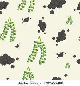 Fresh black pepper seamless texture vector illustration