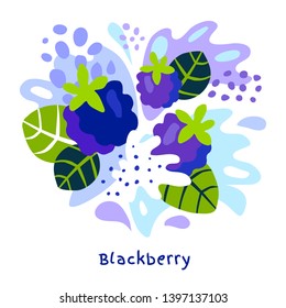 Fresh Blackberry Berry Berries Fruits Juice Splash Organic Food Juicy Blackberries Splatter On Abstract Background Vector Hand Drawn Illustrations
