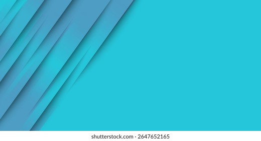 Fundo abstrato azul fresco com elementos de linha diagonal e efeito de sombra suave. Este design minimalista e moderno