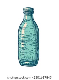 Fresh blue liquid in plastic bottle design isolated