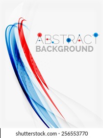 Fresh blue and red wave line. Abstract background