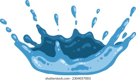Fresh Blue Water Splash Element Illustration