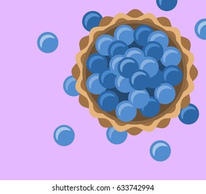 Fresh blueberries in a basket, vector illustration.
