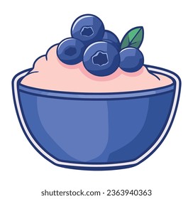 Fresh blueberries in a gourmet dessert bowl over white