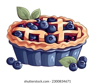 Fresh blueberry cake with creamy chocolate frosting isolated