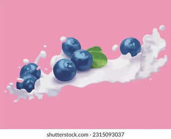 Fresh Blueberry Milk Design Isolated Vector Illustration