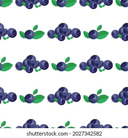 Fresh blueberry vector seamless pattern. Simple forest background.