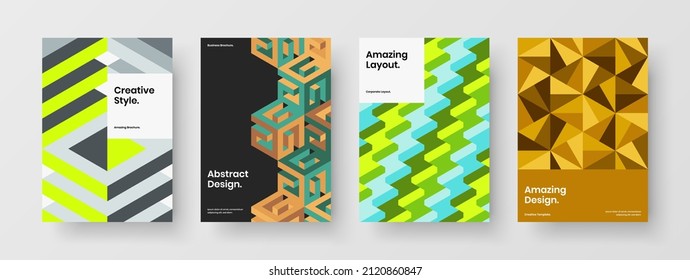 Paquete de ilustración de diseño vectorial A4 de portada de libro fresco. Colección de conceptos de prospectos de la compañía de formas geométricas premium.