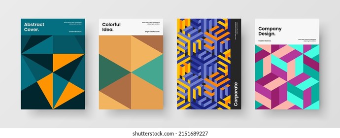 Colección de diseño de vectores de portada de libros A4. Formas geométricas aisladas composición de plantillas de identidad de empresa.