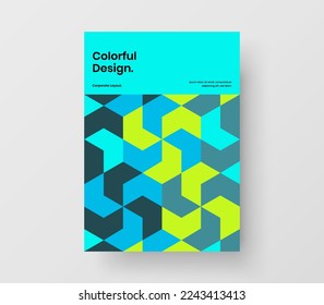 Ilustración de diseño vectorial A4 de la portada de un libro fresco. Un mosaico único da forma al concepto de folleto corporativo.