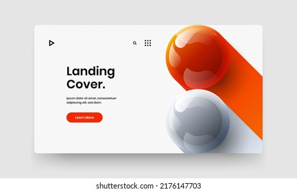 Fresh book cover design vector layout. Creative 3D balls front page template.